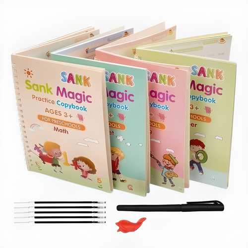 Sank Magic Practice Copybook (4 BOOKS,1 PEN,1 GRIP,10 REFILL) - Buy 1 Get 1 Free